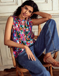 Sophie Ruffle Linen Top-Multi, Blossomy Pop