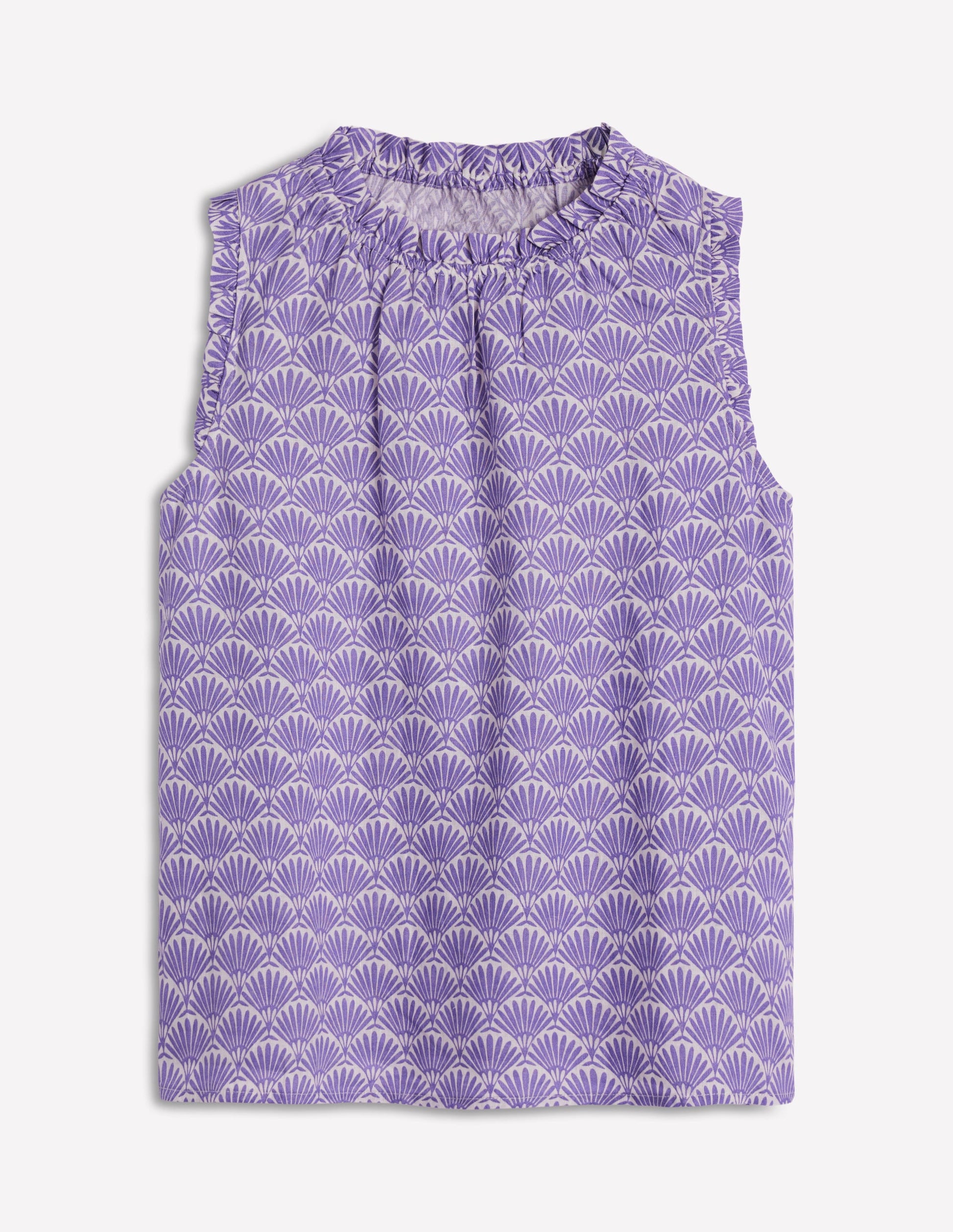 Sophie Ruffle Linen Top-Purple, Deco Palm-6