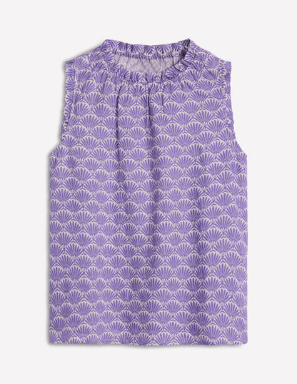 Sophie Ruffle Linen Top-Purple, Deco Palm-6