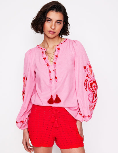 Nia Embroidered Top-Formica Pink-1