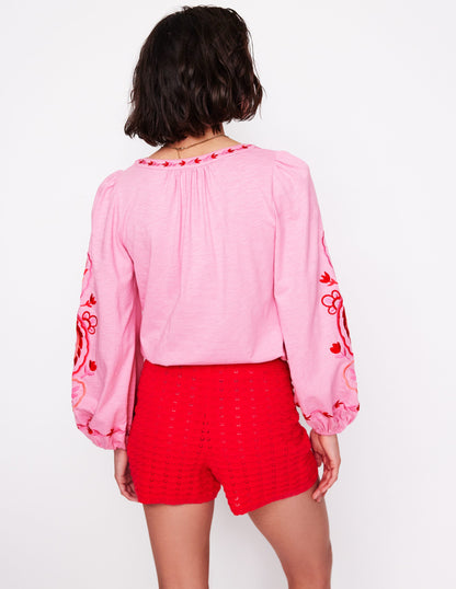 Nia Embroidered Top-Formica Pink-3