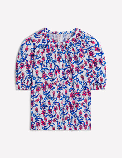 Isla Jersey Shirt-Ivory, Floral-5