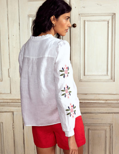 Grace Linen Top-White, Cheetah
