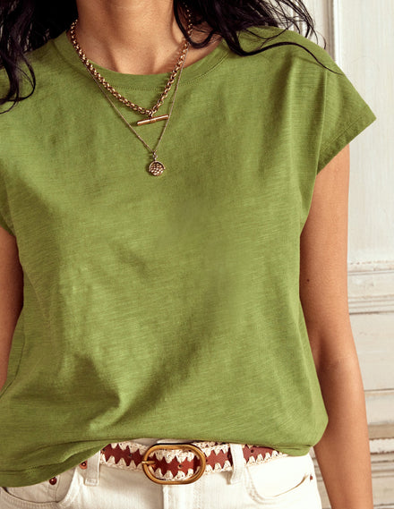 Louisa Slub T-Shirt-Deep Olive