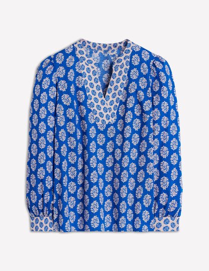 Cotton Notch Neck Top-Gallery Blue, Posey Stamp