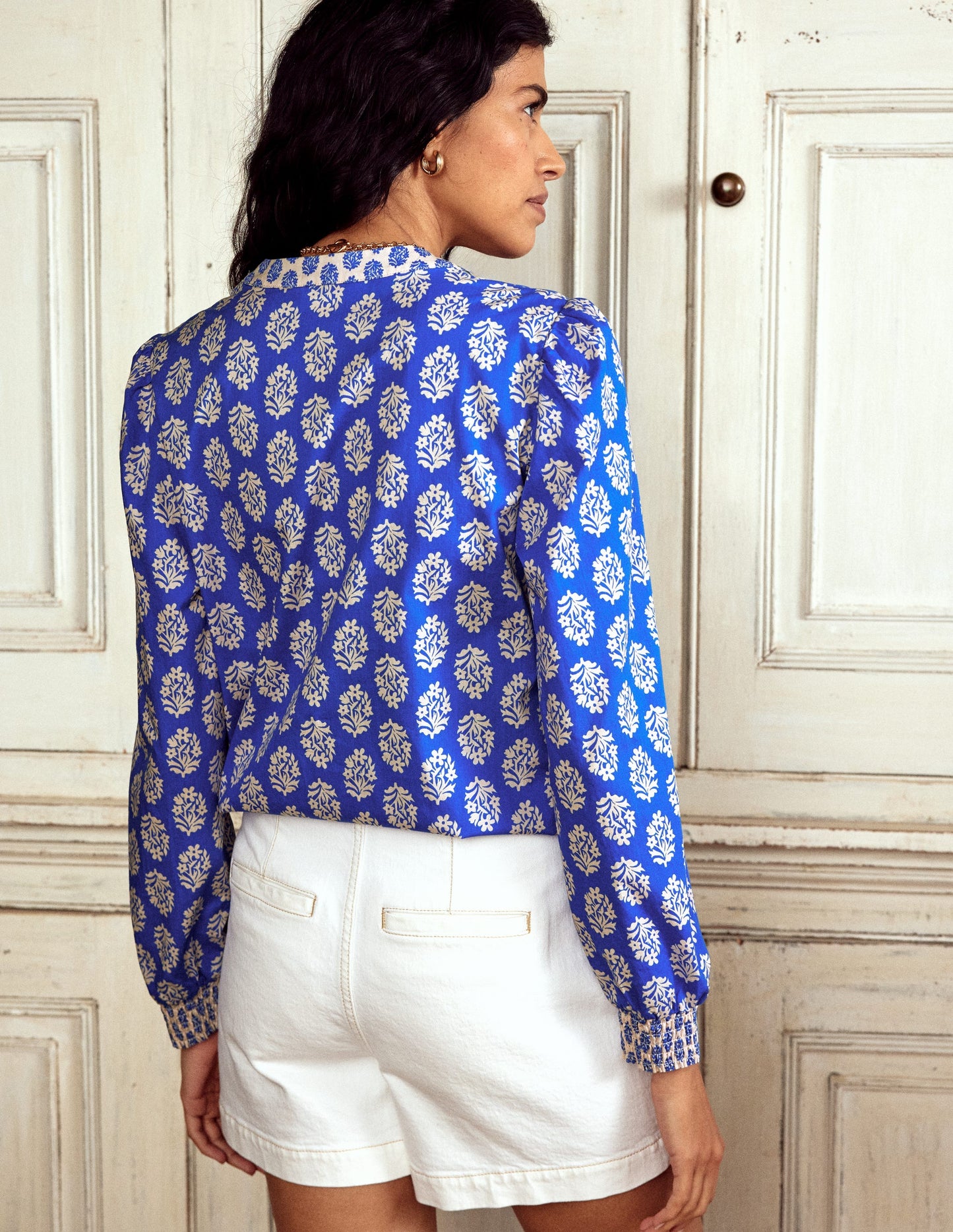 Cotton Notch Neck Top-Gallery Blue, Posey Stamp