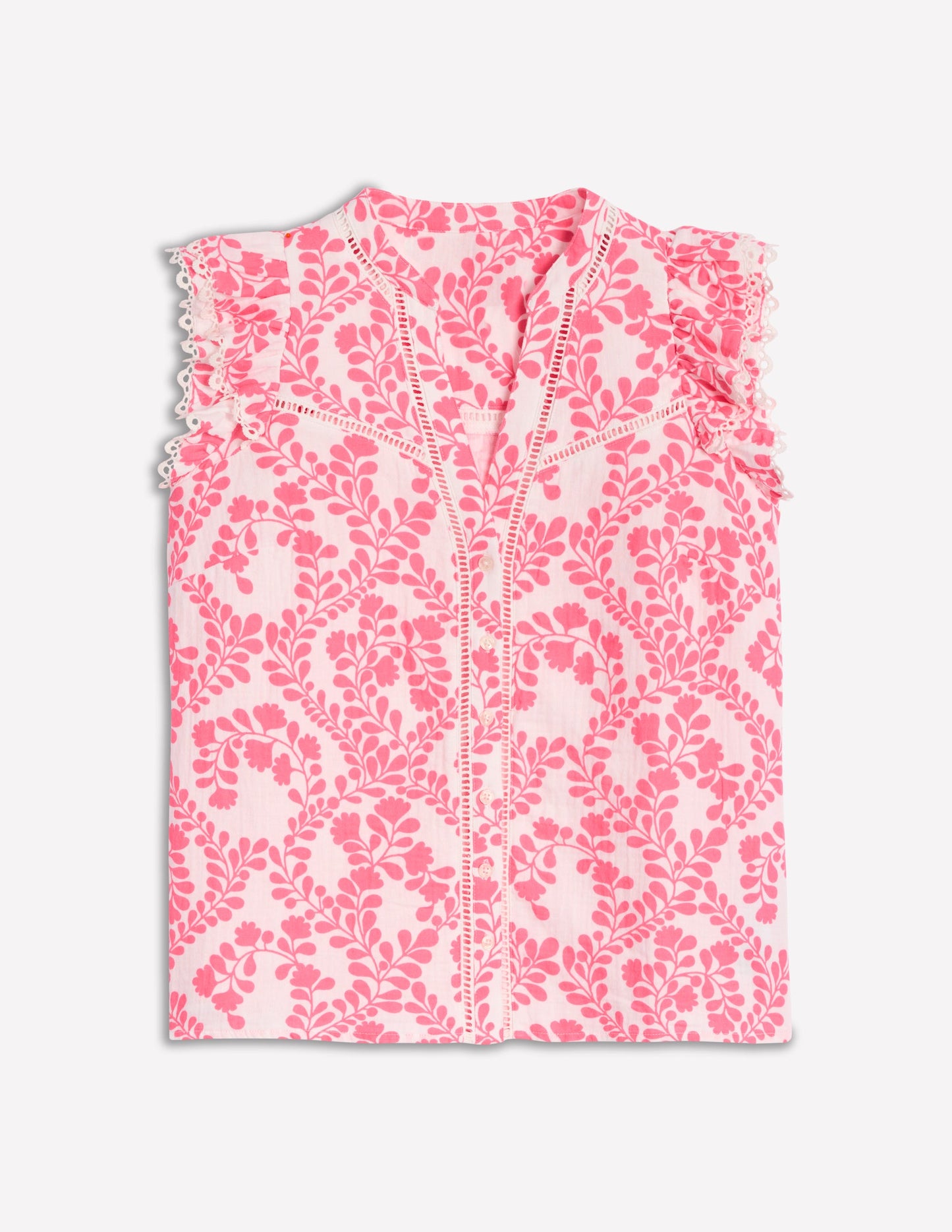 Sleeveless Double Cloth Top-Azalea Pink, Vine Silhouette