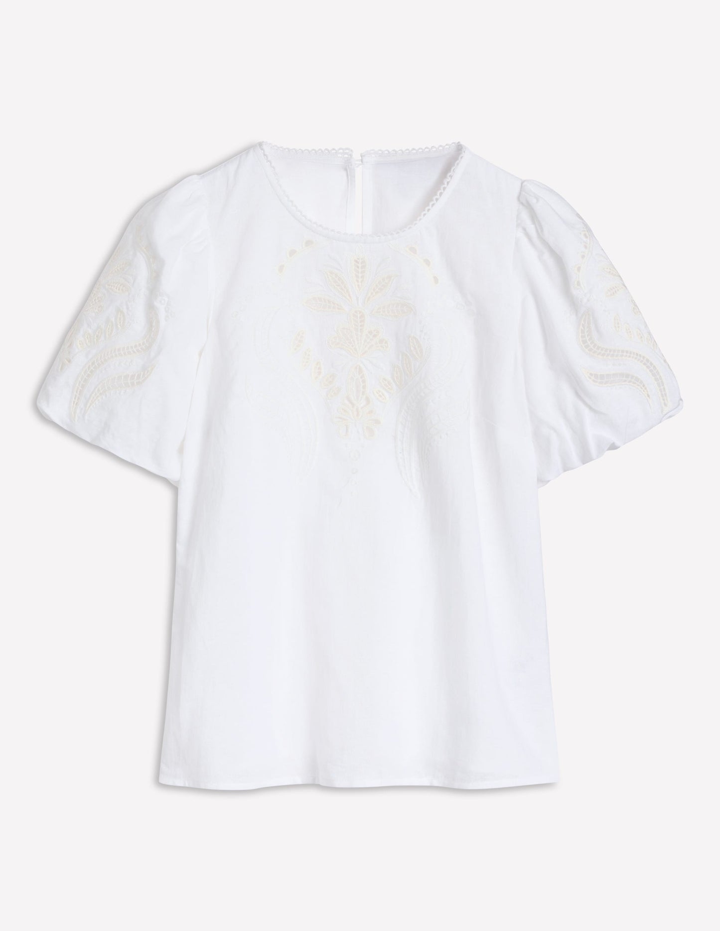 Linen Cutwork Top-White