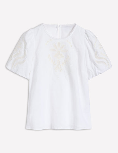 Linen Cutwork Top-White