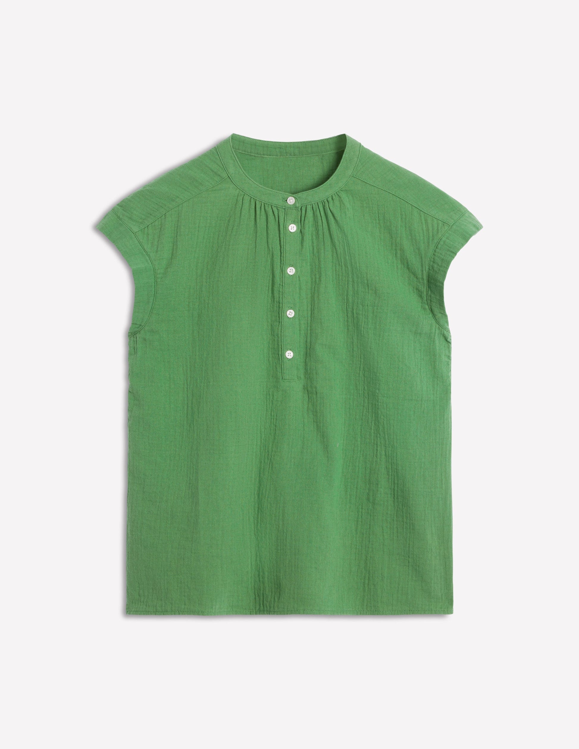 Sleeveless Double Cloth Top-Paradise Green-5