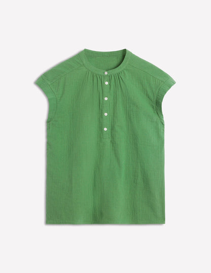 Sleeveless Double Cloth Top-Paradise Green-5