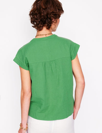 Sleeveless Double Cloth Top-Paradise Green-3