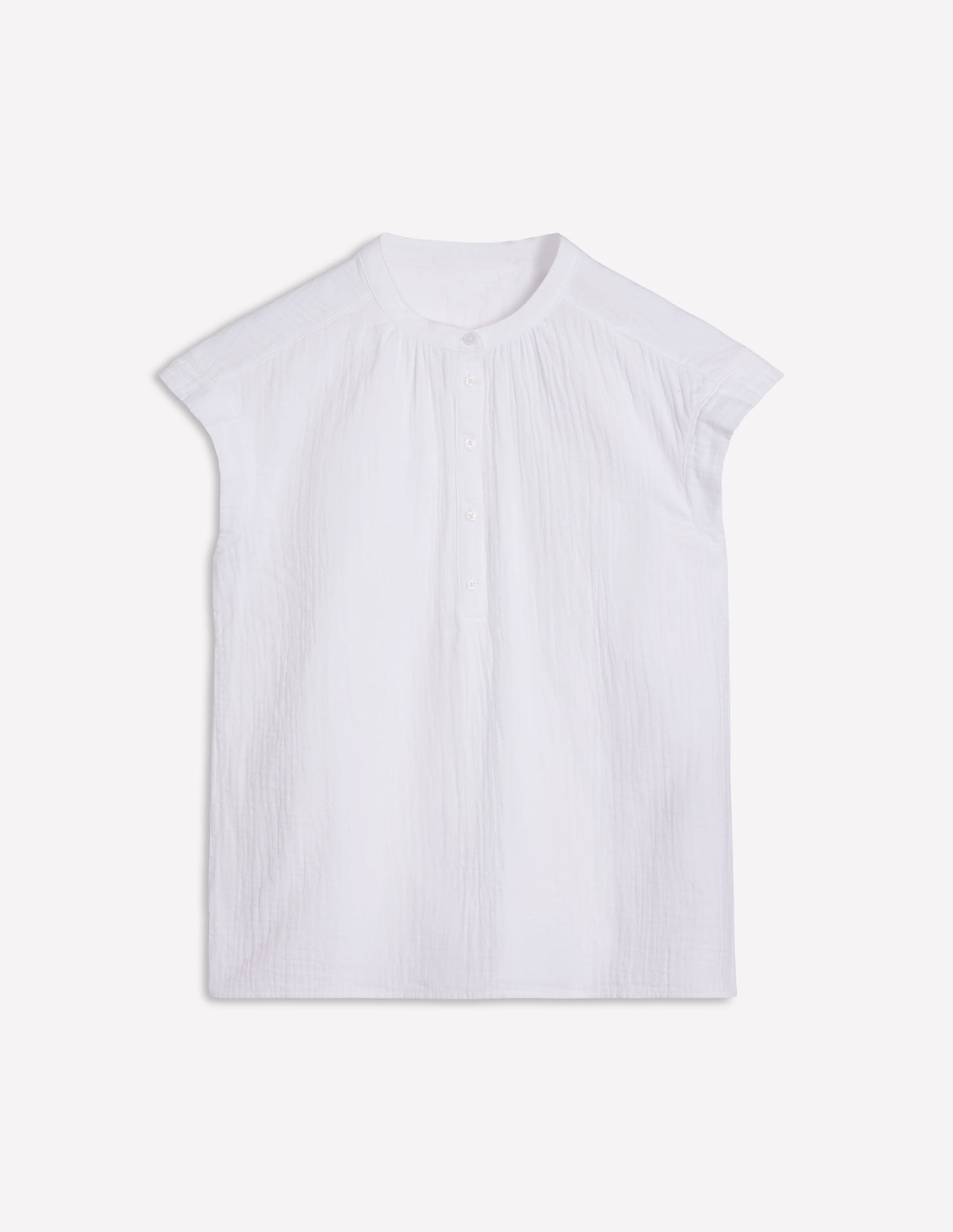 Sleeveless Double Cloth Top-White-5