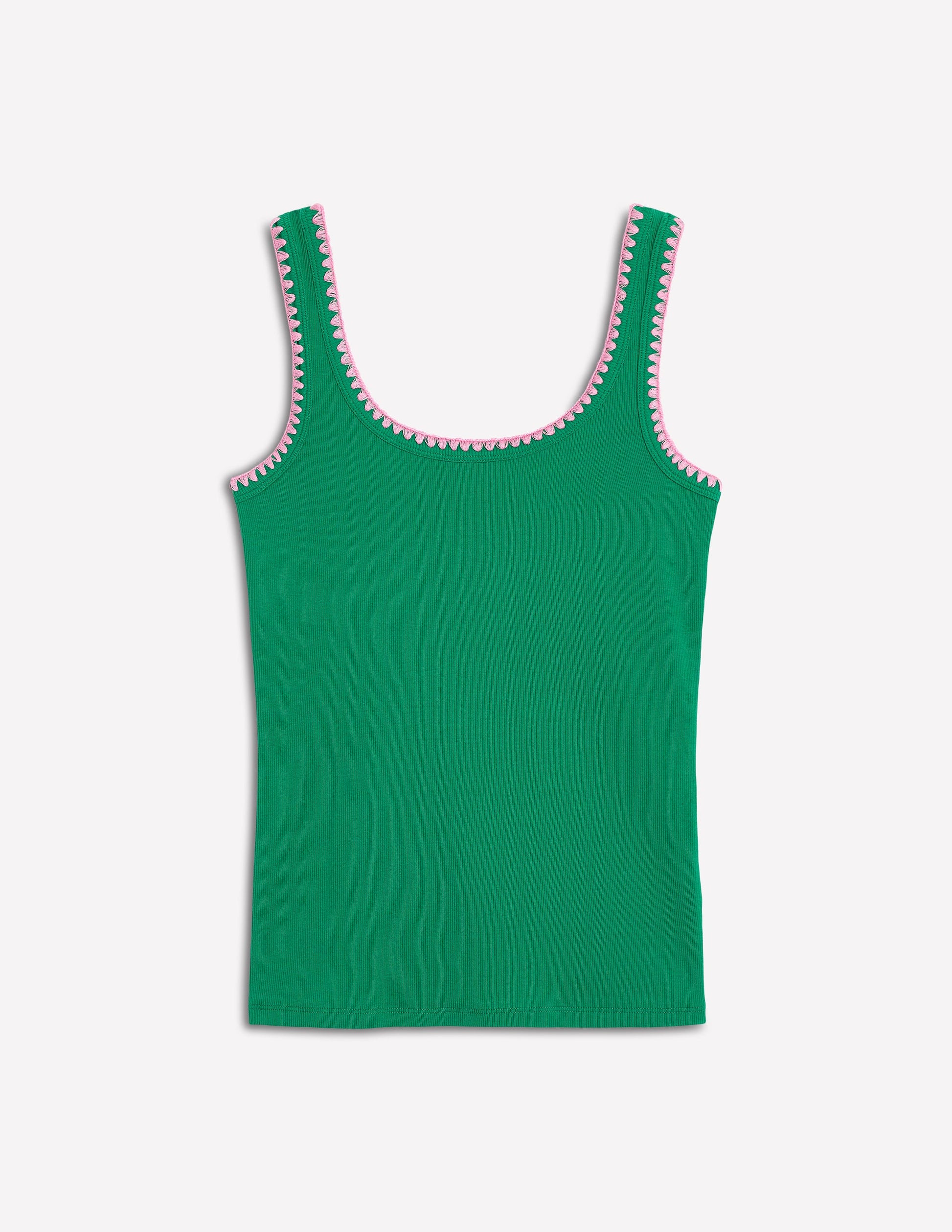 Crochet Trim Scoop Neck Vest-Rich Emerald-5