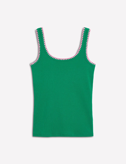 Crochet Trim Scoop Neck Vest-Rich Emerald-5
