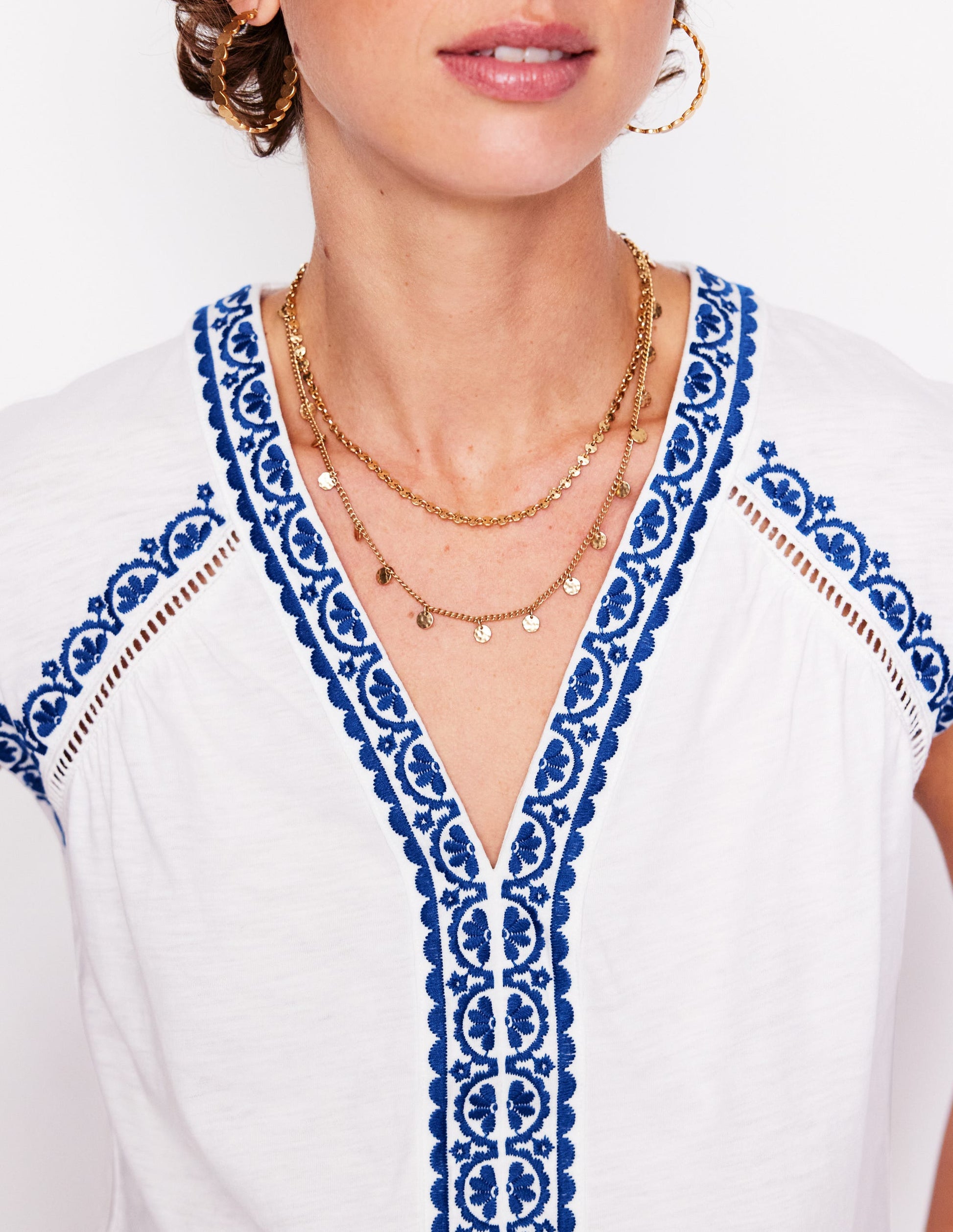 Hazel Cotton Embroidered Top-White-2