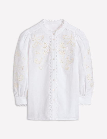 Alicia Cutwork Linen Top-White, Cutwork Embroidery-8