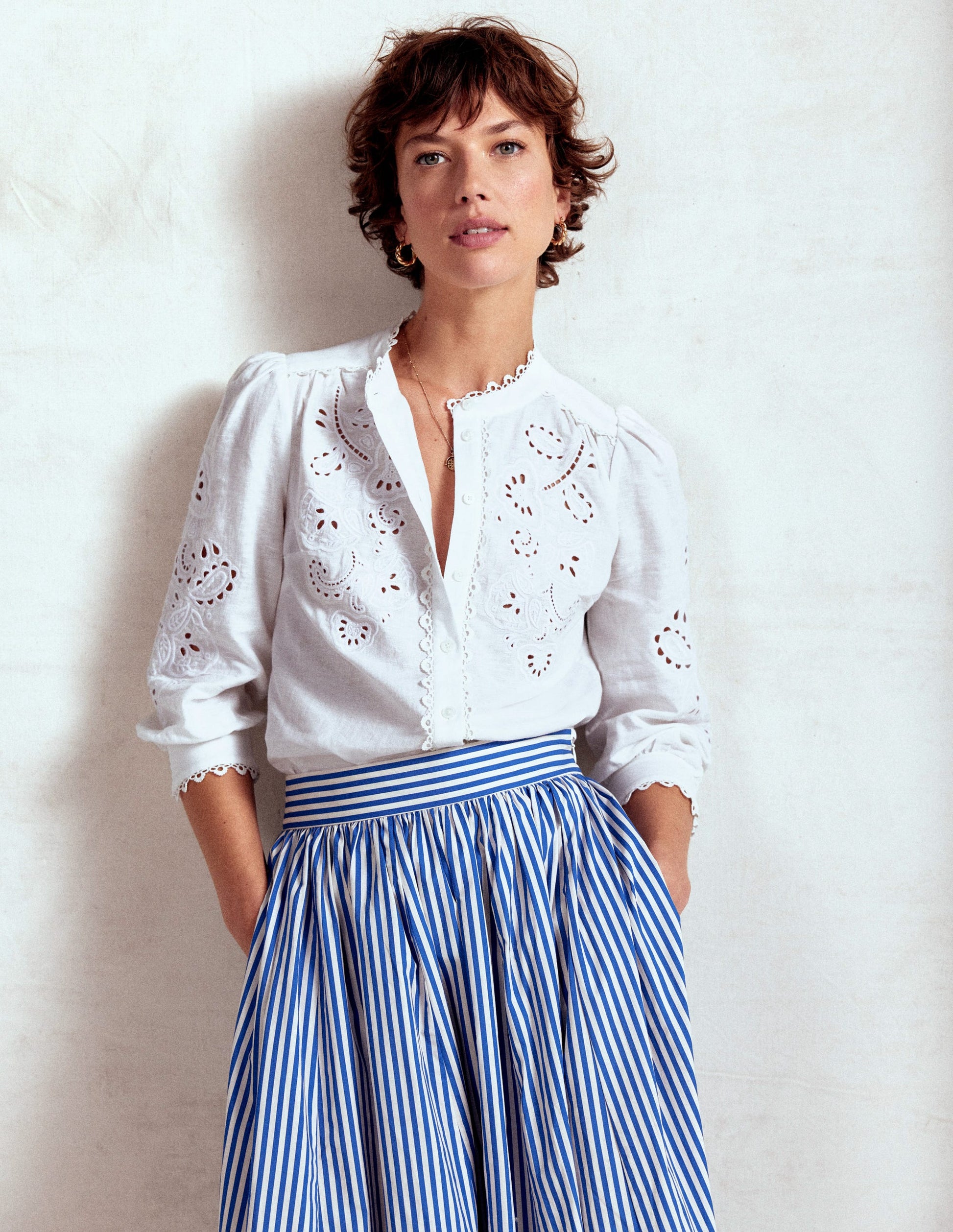 Alicia Cutwork Linen Top-White, Cutwork Embroidery-7