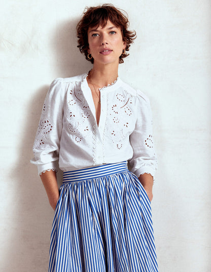 Alicia Cutwork Linen Top-White, Cutwork Embroidery-7