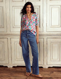 Brooke Linen Top-Ivory, Garden Vine