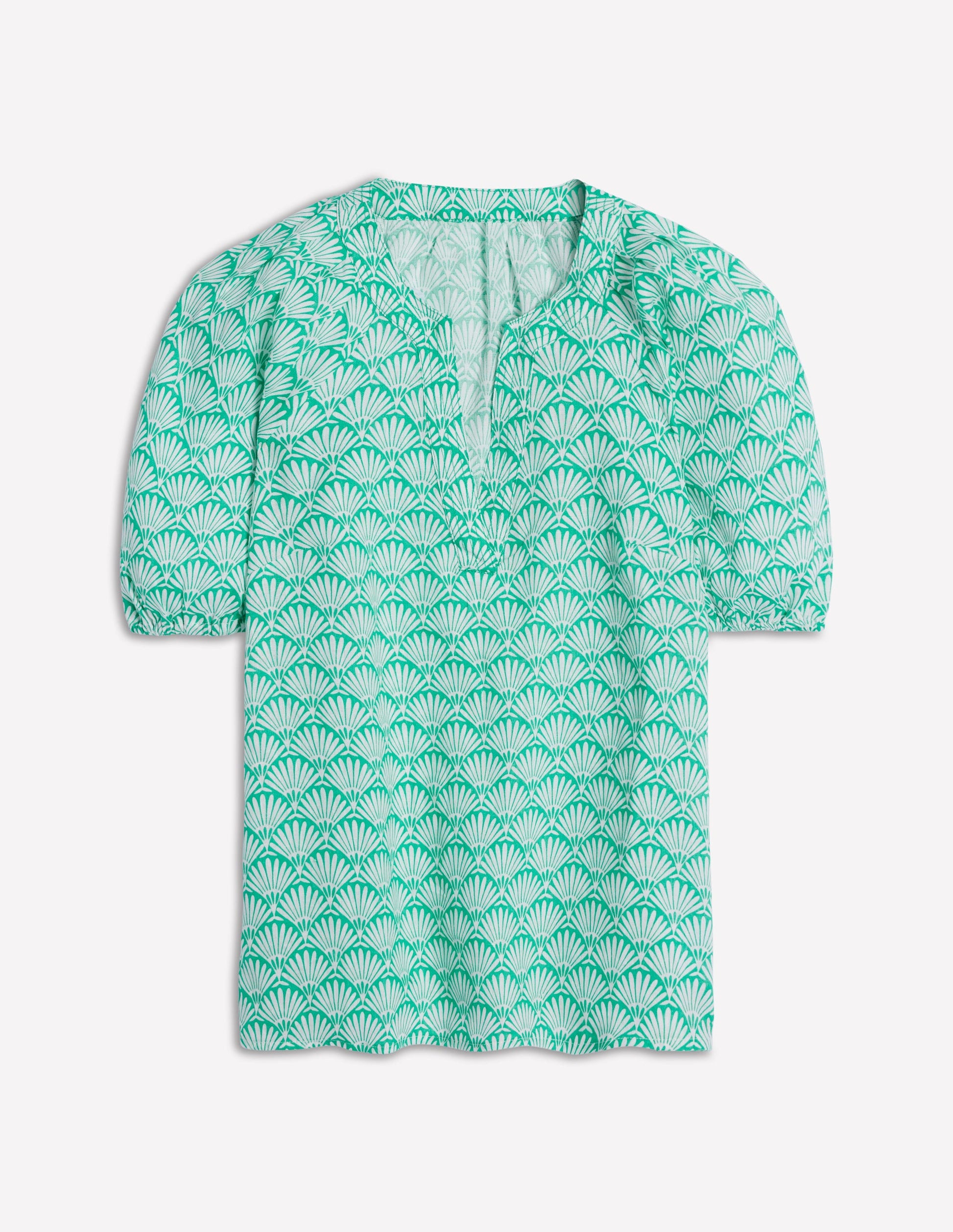 Brooke Linen Top-Aquamarine, Deco Palm-6