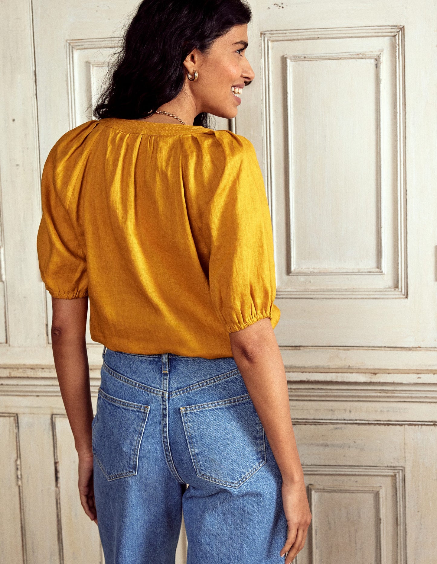 Brooke Linen Top-Golden Rye