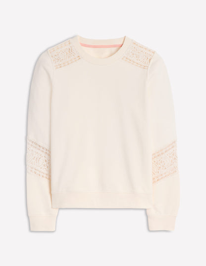Crochet Trim Sweatshirt-Ivory