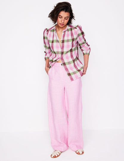 Gingham Double Cloth Top-Pink and Green Gingham-4