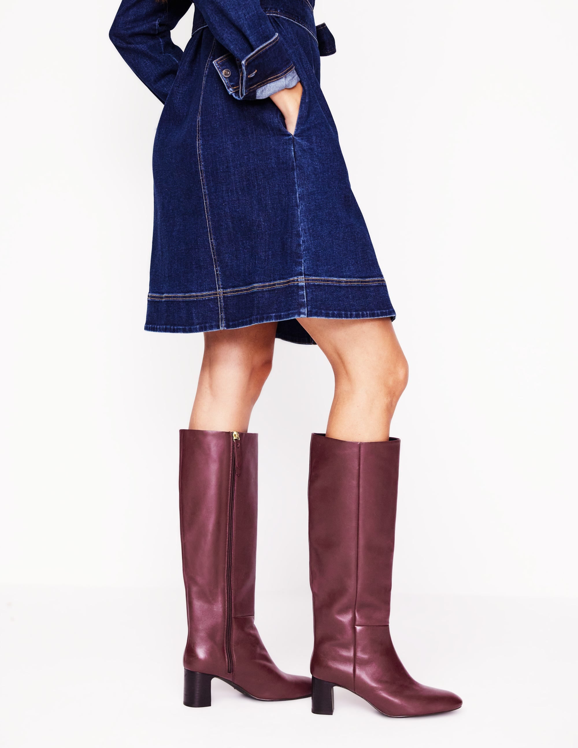 Erica Knee High Leather Boots-Oxblood Leather - Image 1