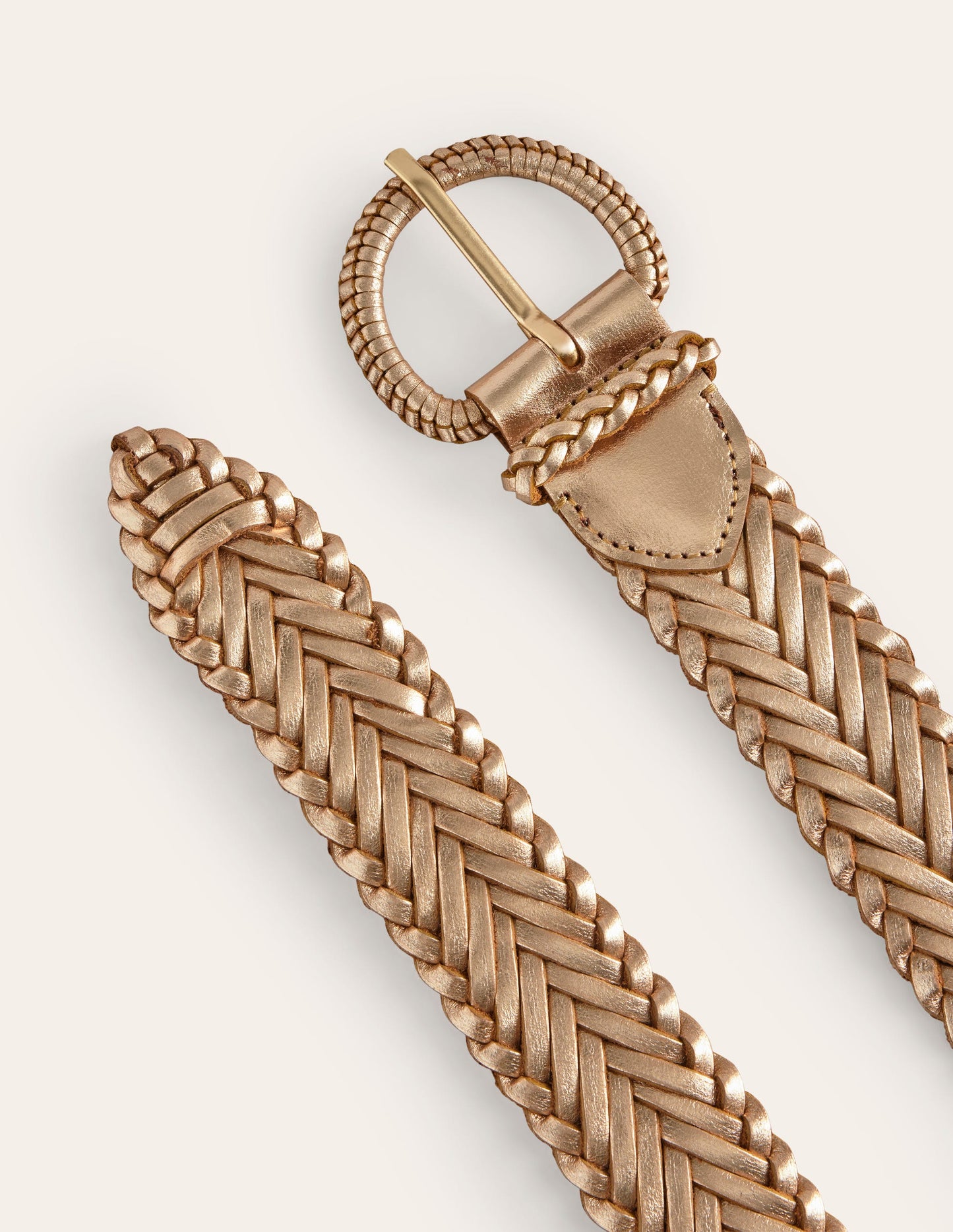 Woven Leather Belt-Gold