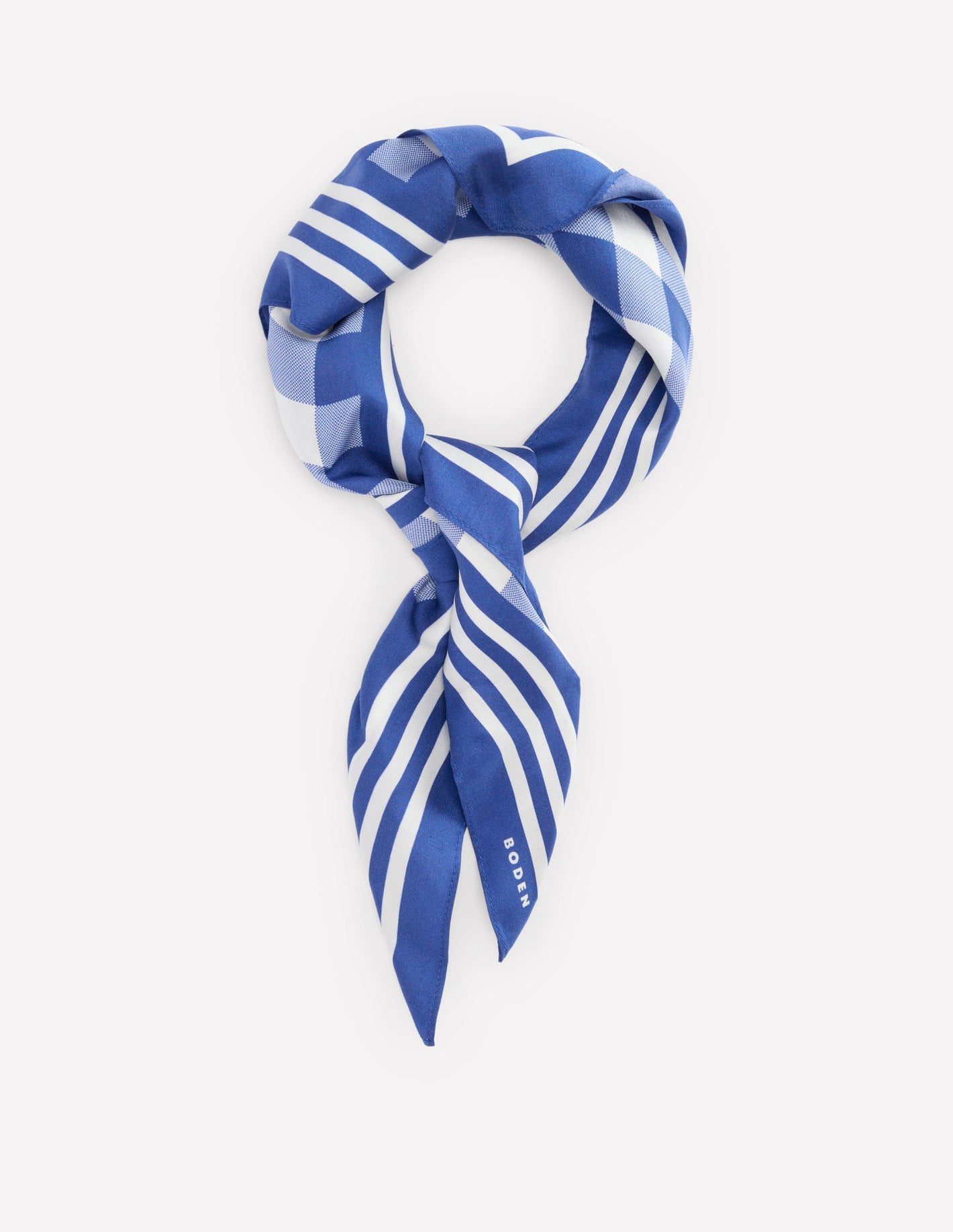 Silk Square Scarf-Bright Blue, Gingham