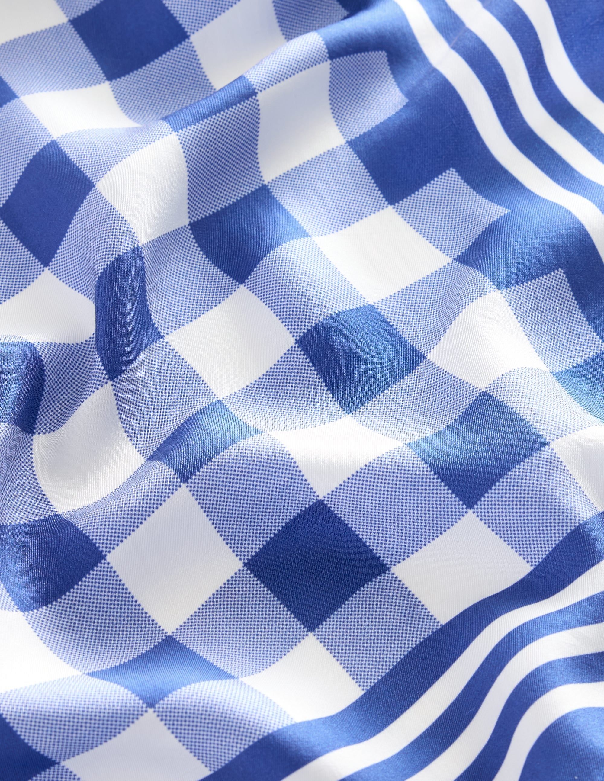 Elisabeth Silk Square Scarf-Bright Blue, Gingham - Image 3
