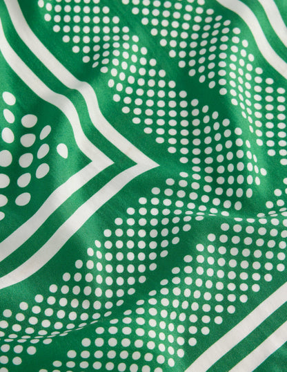 Silk Square Scarf-Rich Emerald, Border Spot