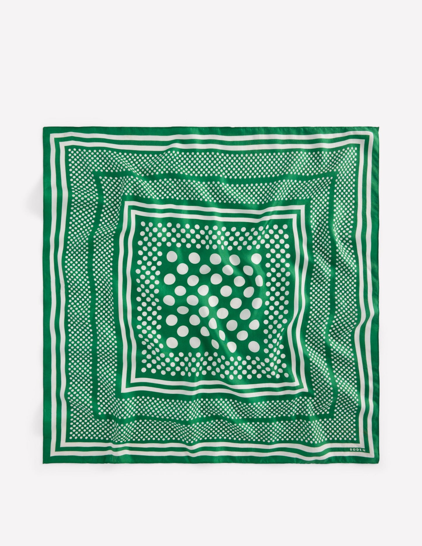 Silk Square Scarf-Rich Emerald, Border Spot