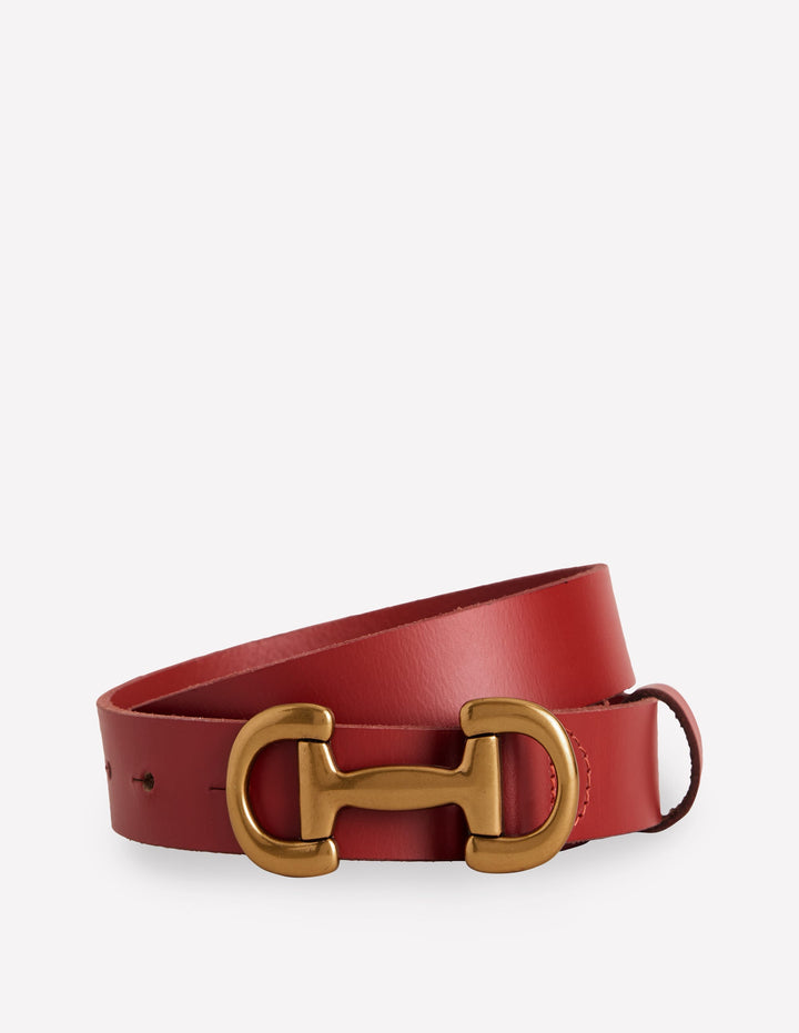 Iris Snaffle-Trim Leather Belt-RED