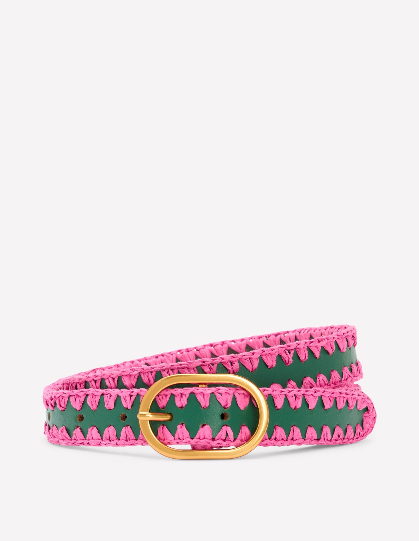 Whipstitch Classic Belt-Green/Sorbet Pink