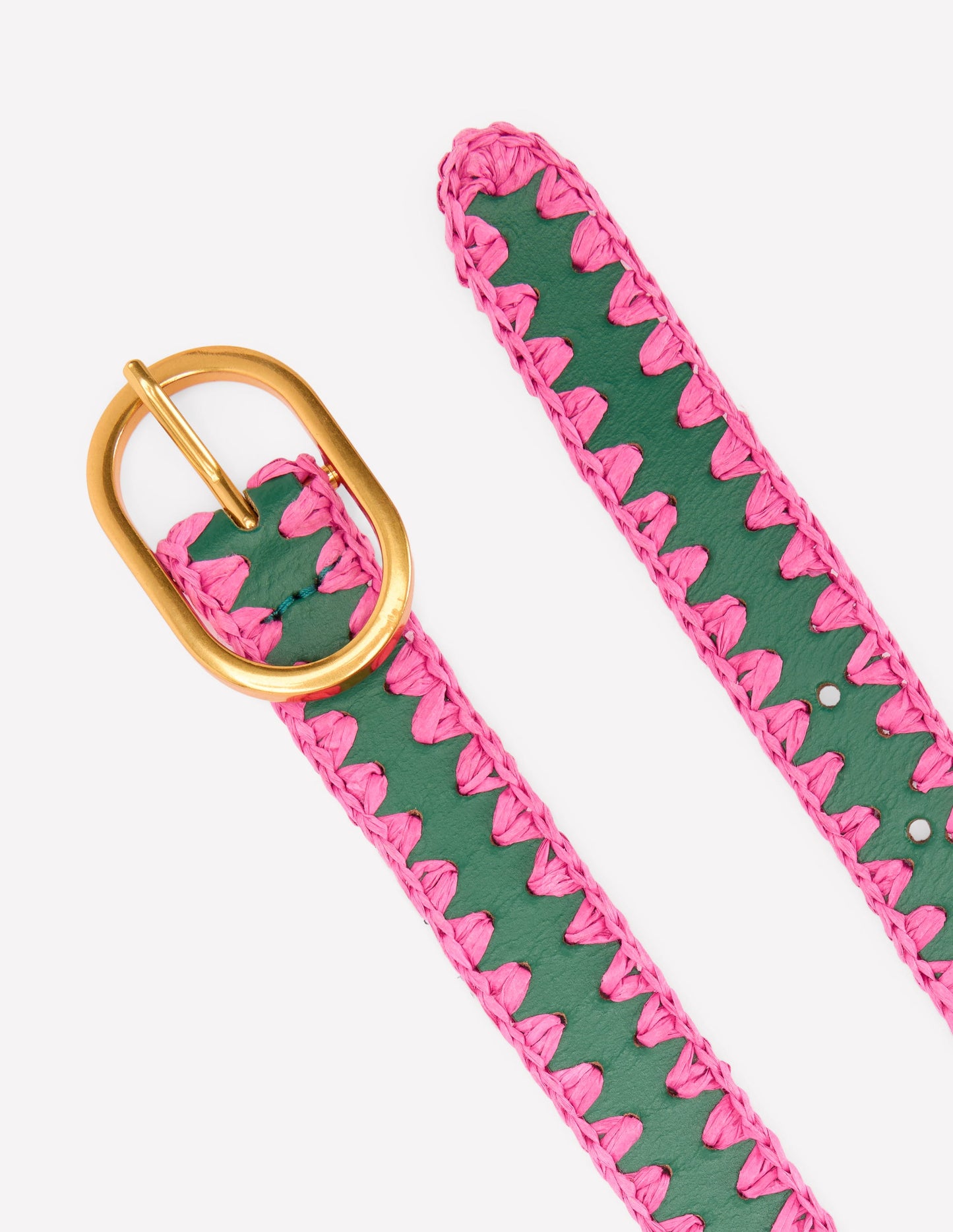 Whipstitch Classic Belt-Green/Sorbet Pink