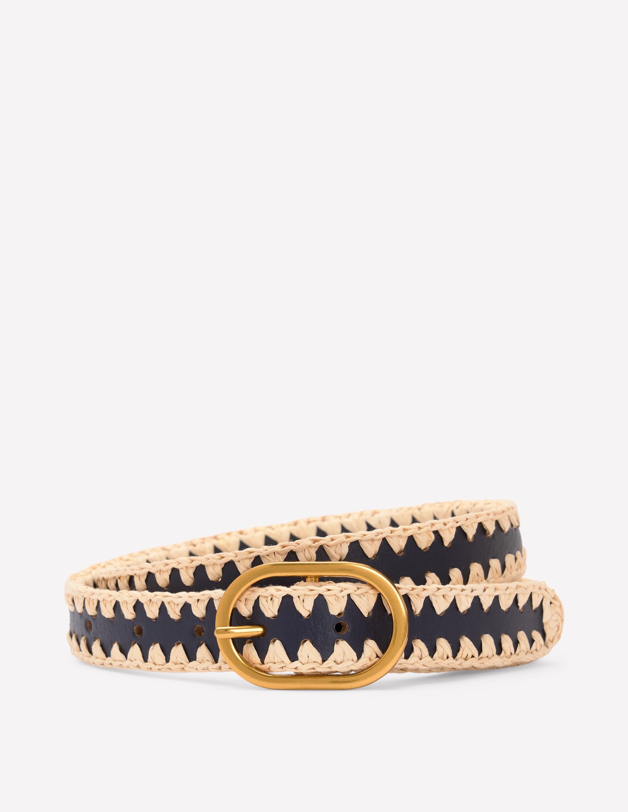Whipstitch Classic Belt-Navy/Ivory - Image 1