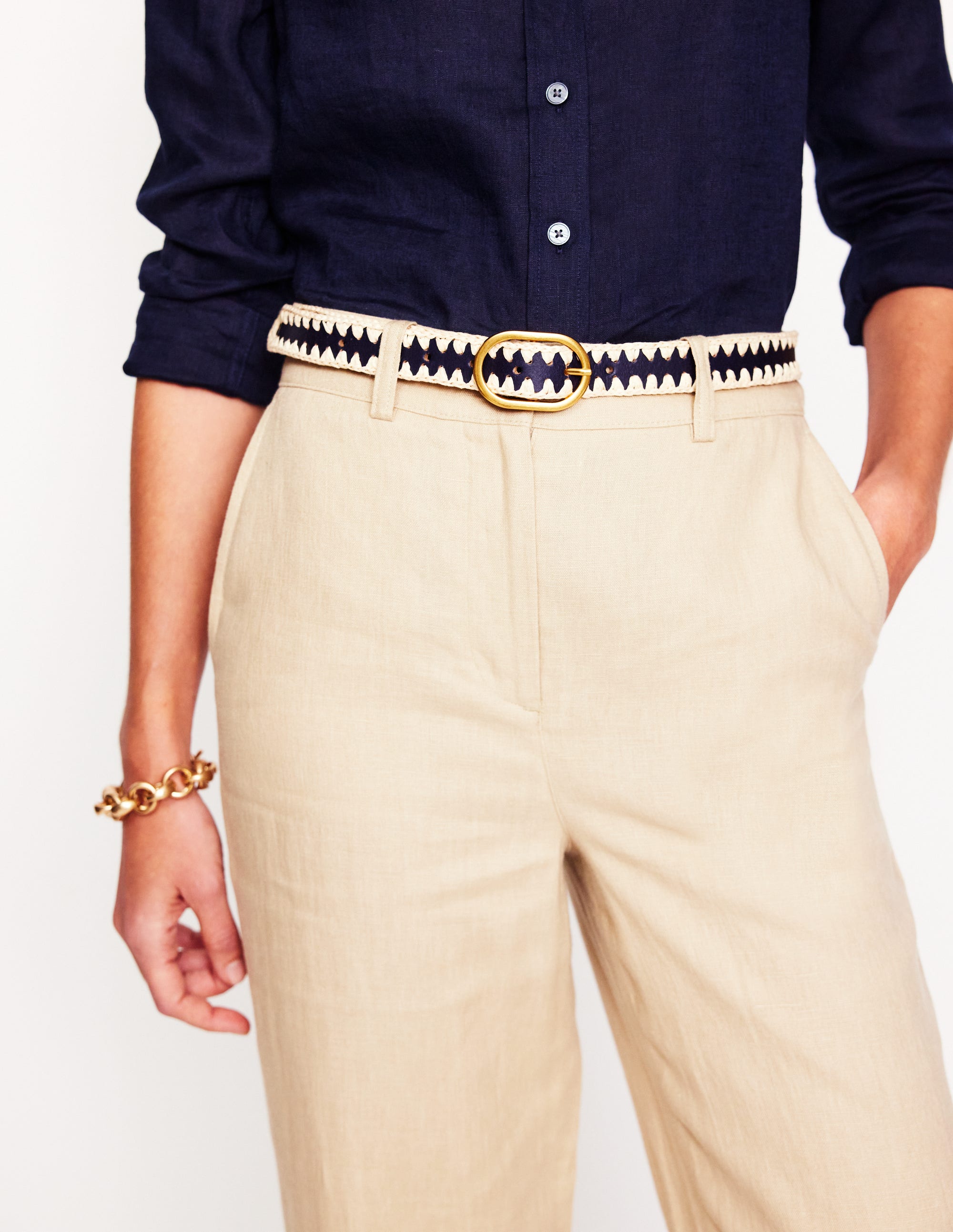 Whipstitch Classic Belt-Navy/Ivory - Image 2