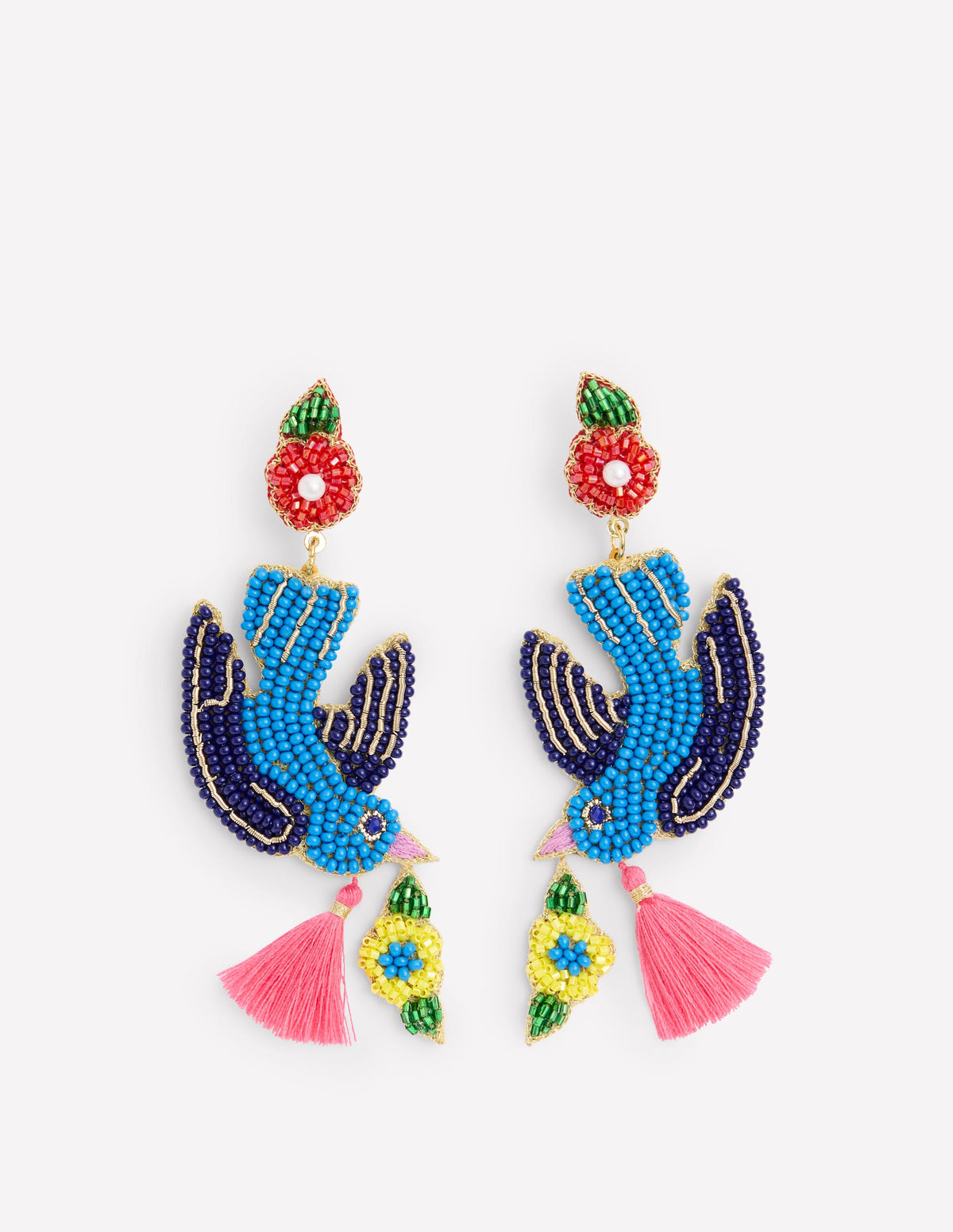 Beady Motif Earrings-Bird - Image 1