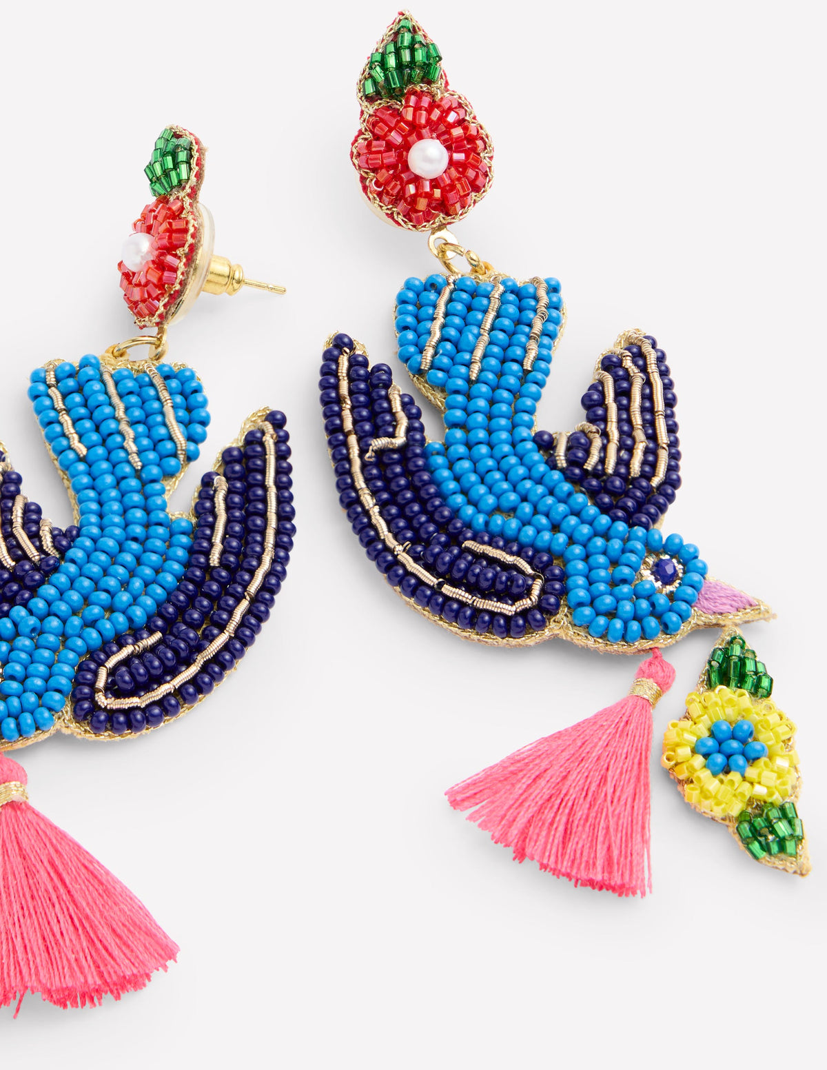 Beady Motif Earrings-Bird - Image 4