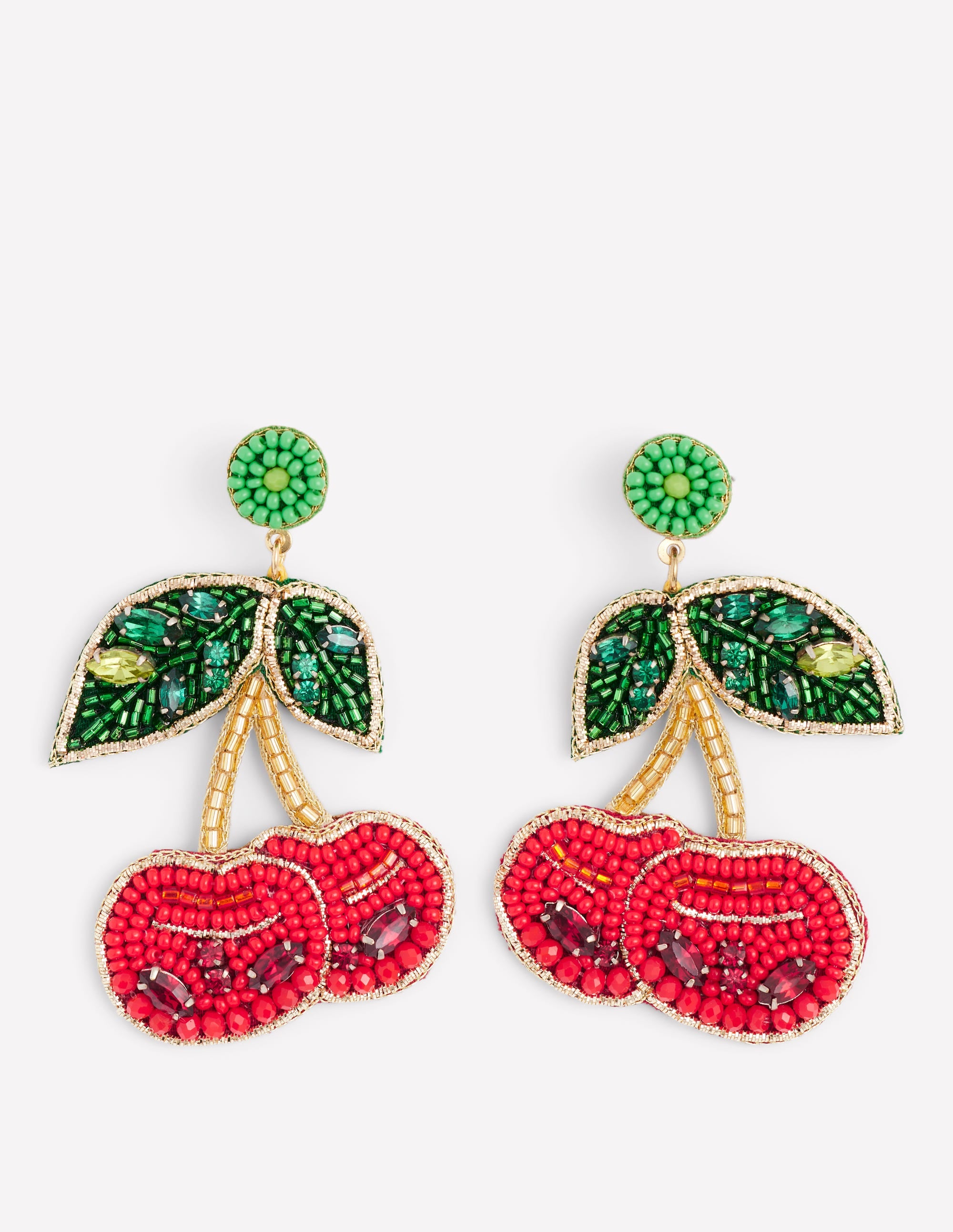 Beady Motif Earrings-cherry - Image 1