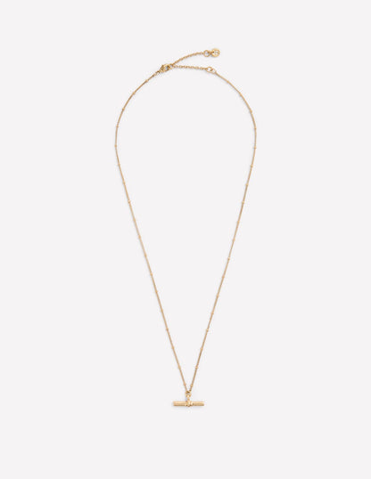 Fine T-Bar Pendant Necklace-Gold