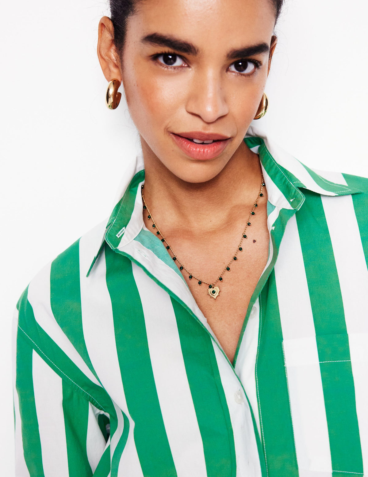 Layering Charm Necklace-Green Heart - Image 2