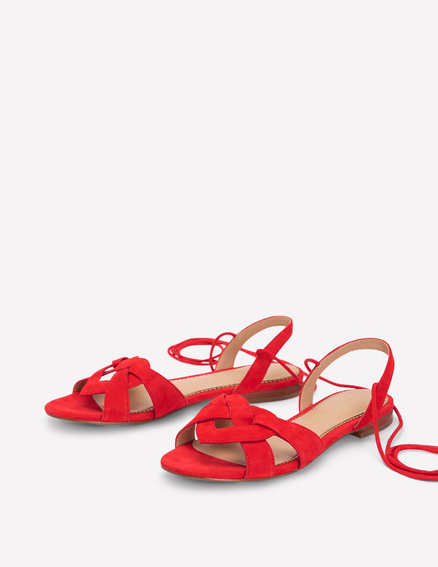 Heart Detail Flat Sandals-Post Box Red