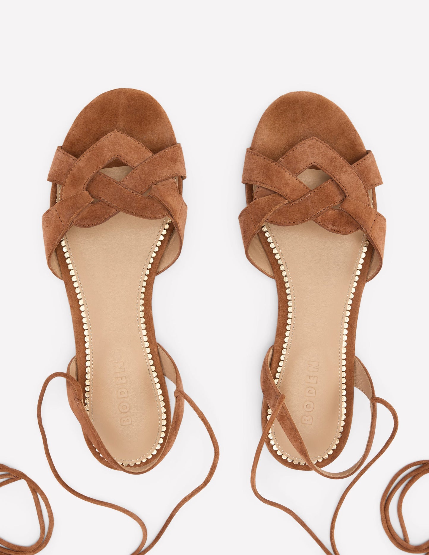 Heart Detail Flat Sandals-Tan