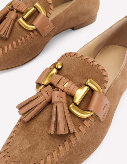 Covered Iris Snaffle Loafers-Tan