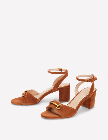 Iris Snaffle Block Heel Sandal-Tan