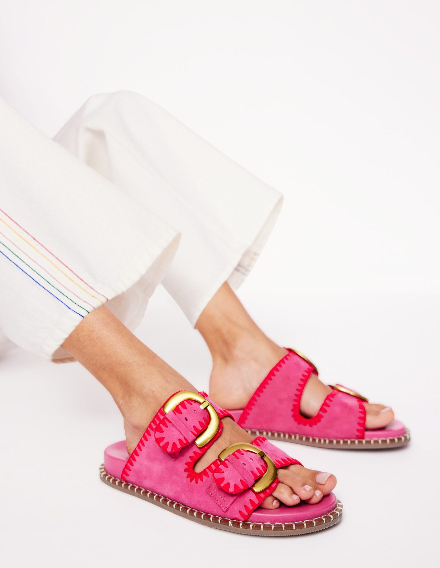 Alberta Footbed Sandal-Festival Pink/Post Box Red