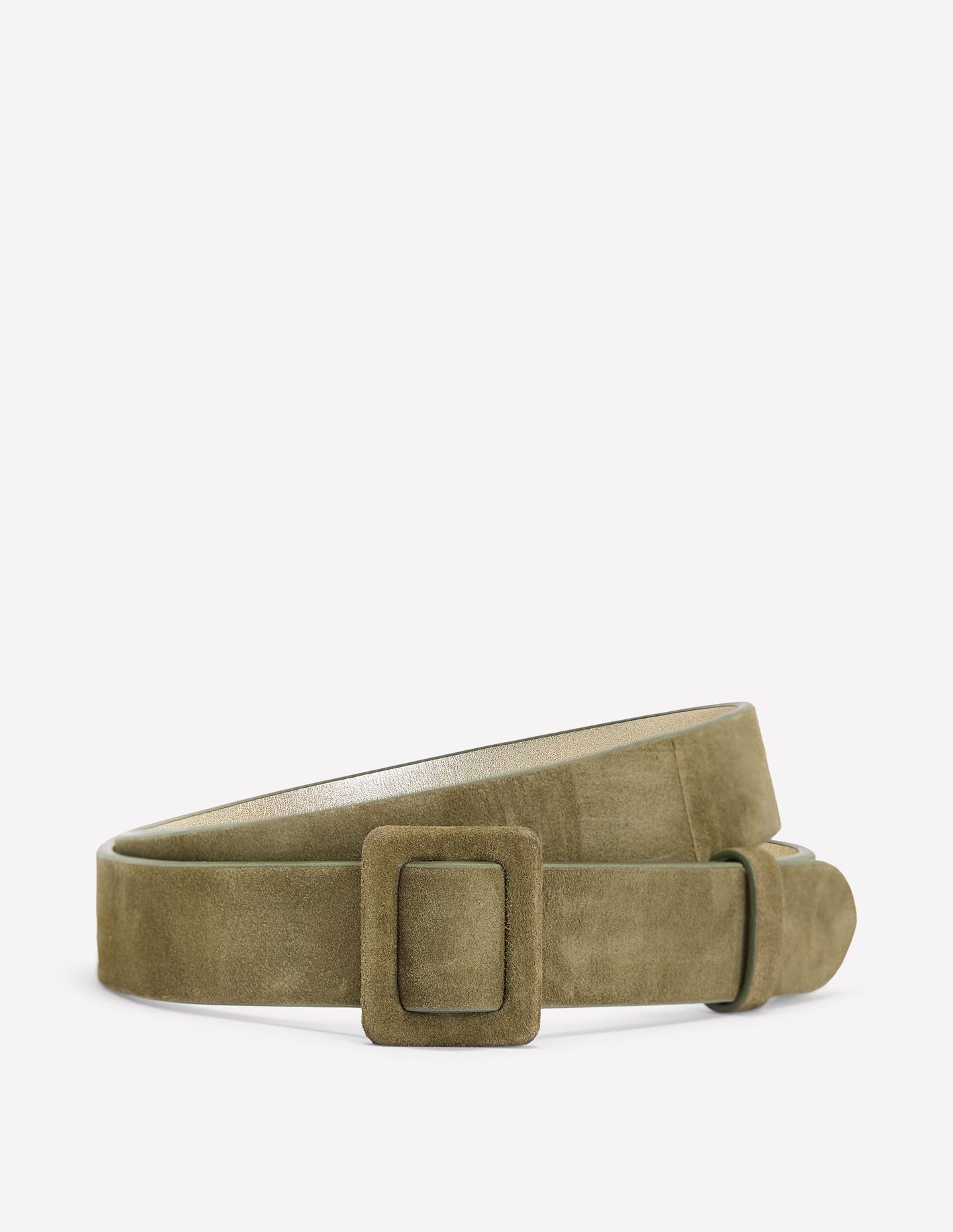 Suede Skinny Buckle Belt-Deep Olive